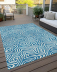 LOOMLAN Rugs Raya Teal Washable Indoor-Outdoor Rug