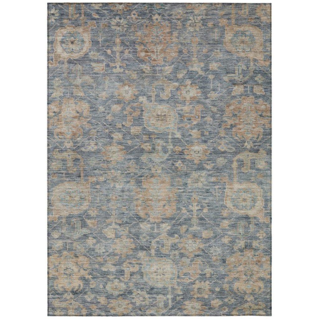 LOOMLAN Rugs Riga Blue Washable Indoor-Outdoor Rug
