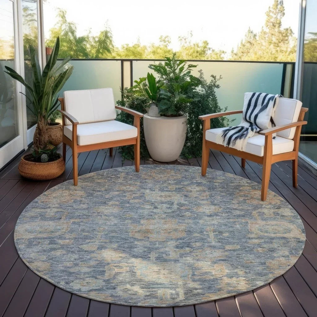 LOOMLAN Rugs Riga Blue Washable Indoor-Outdoor Rug