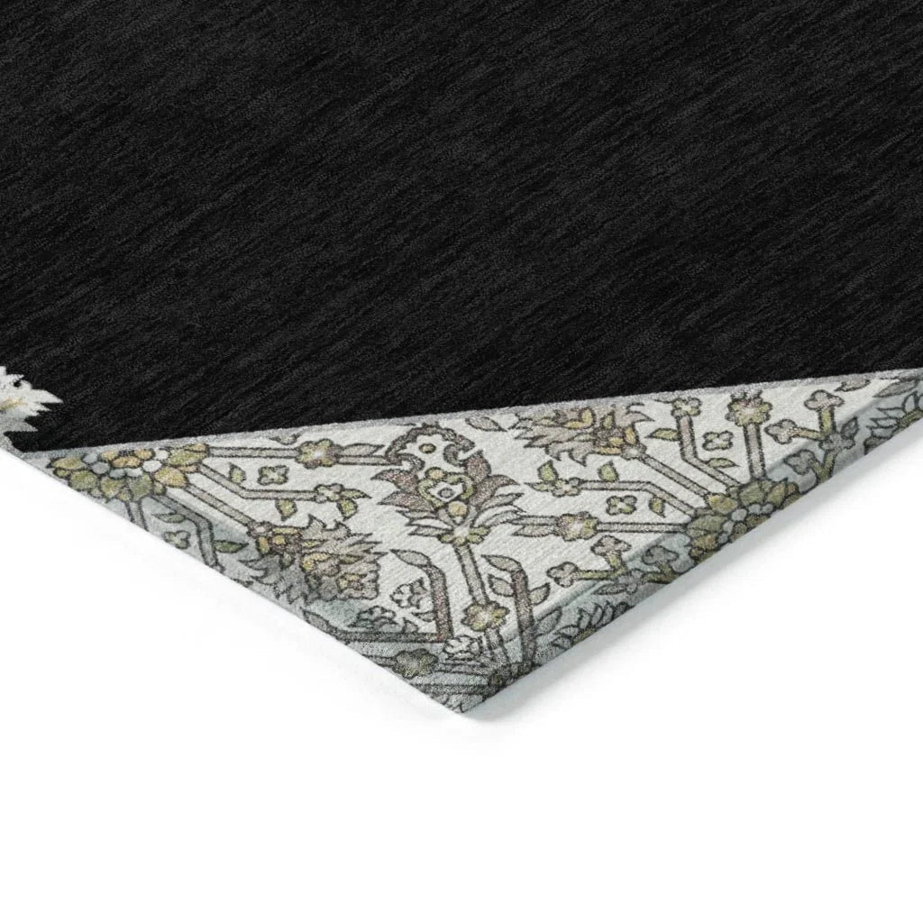 LOOMLAN Rugs Riven Black Washable Indoor-Outdoor Rug
