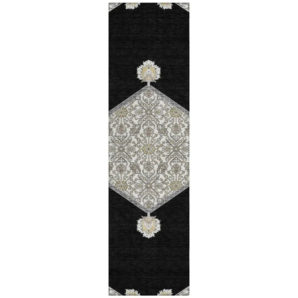LOOMLAN Rugs Riven Black Washable Indoor-Outdoor Rug