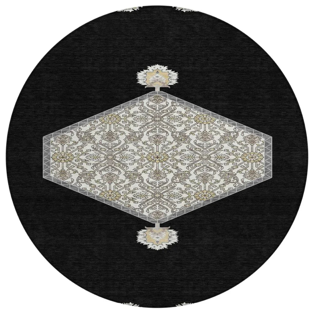 LOOMLAN Rugs Riven Black Washable Indoor-Outdoor Rug