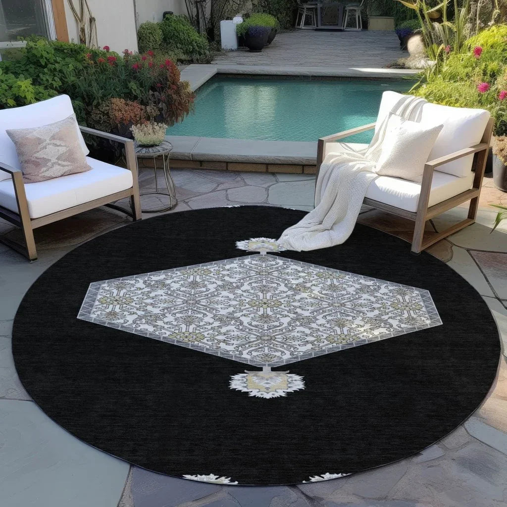 LOOMLAN Rugs Riven Black Washable Indoor-Outdoor Rug