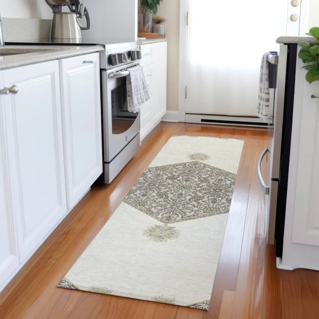 LOOMLAN Rugs Riven Ivory Washable Indoor-Outdoor Rug