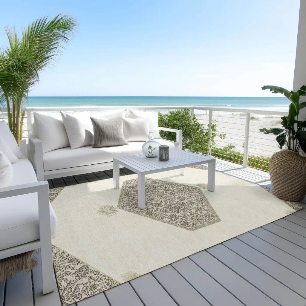 LOOMLAN Rugs Riven Ivory Washable Indoor-Outdoor Rug