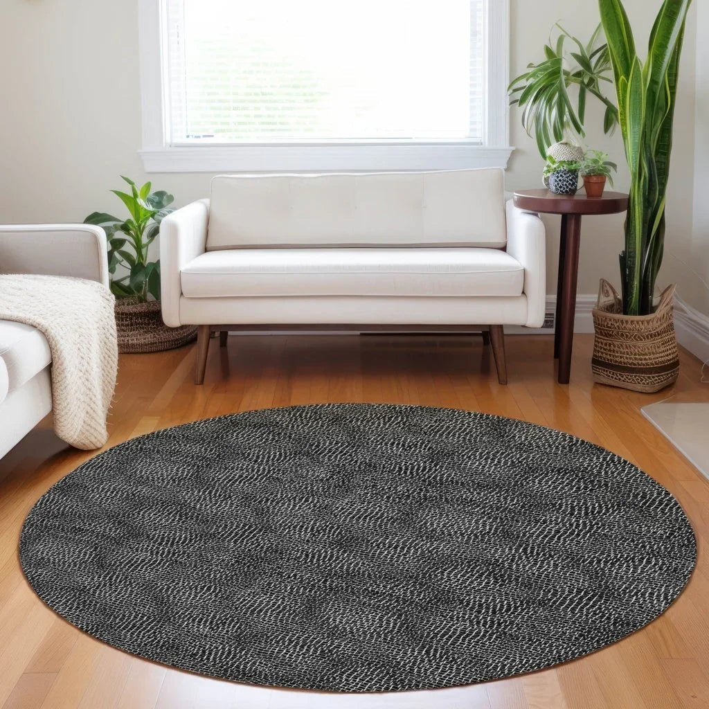 LOOMLAN Rugs Riyala Black Washable Indoor-Outdoor Rug