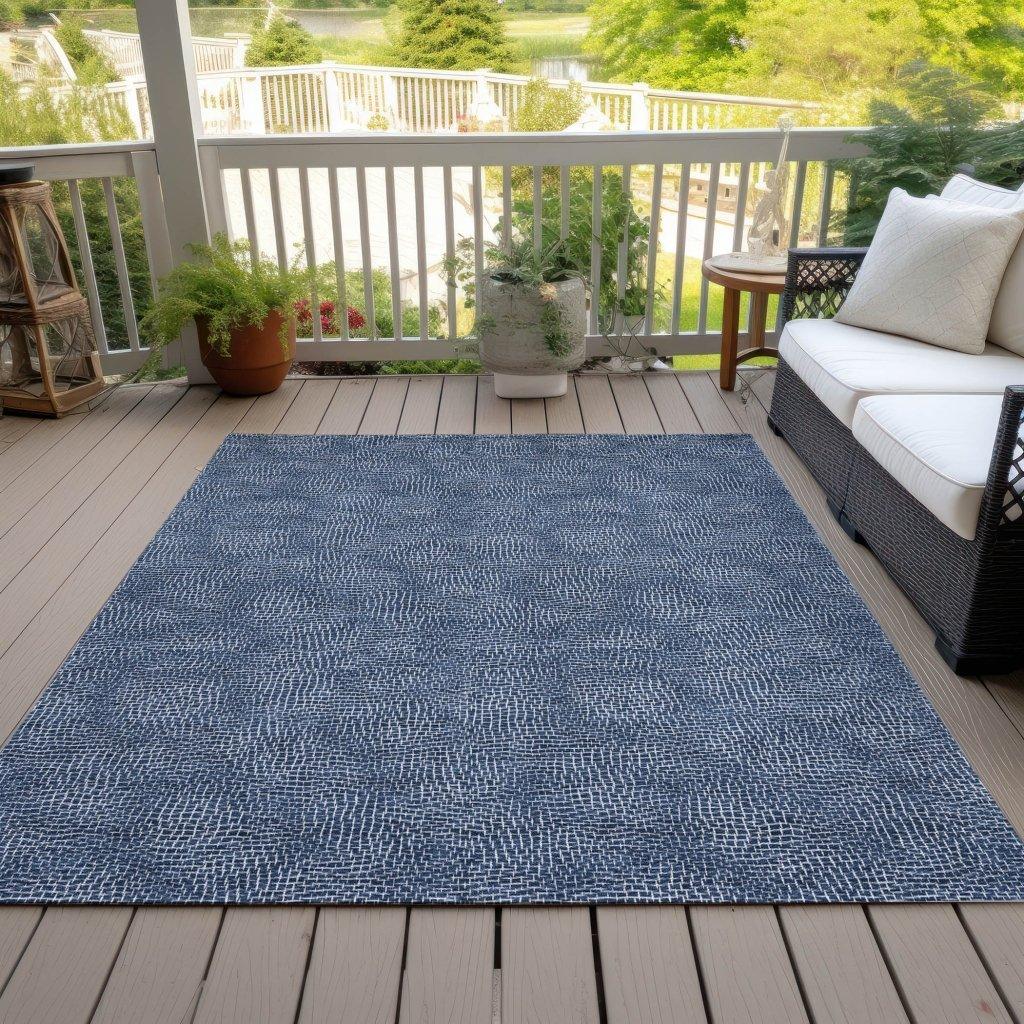 LOOMLAN Rugs Riyala Blue Washable Indoor-Outdoor Rug