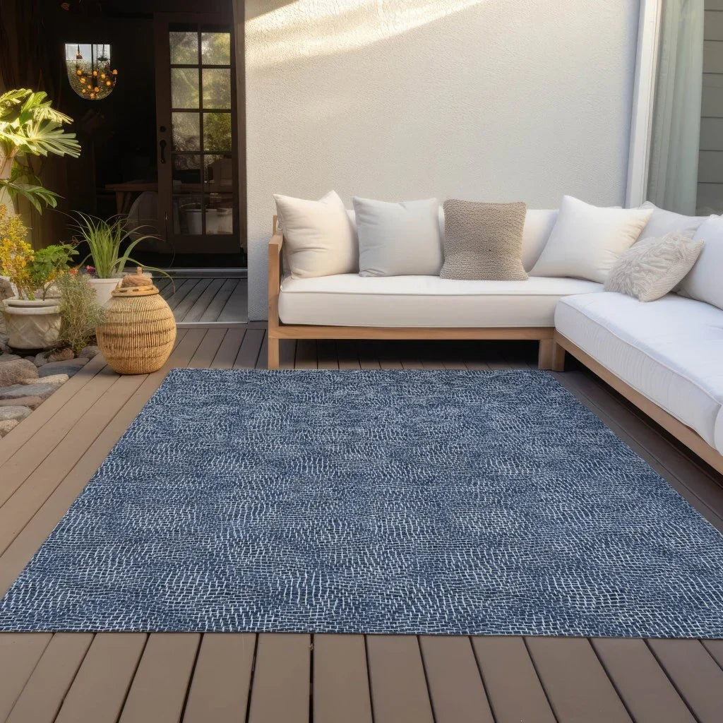 LOOMLAN Rugs Riyala Blue Washable Indoor-Outdoor Rug