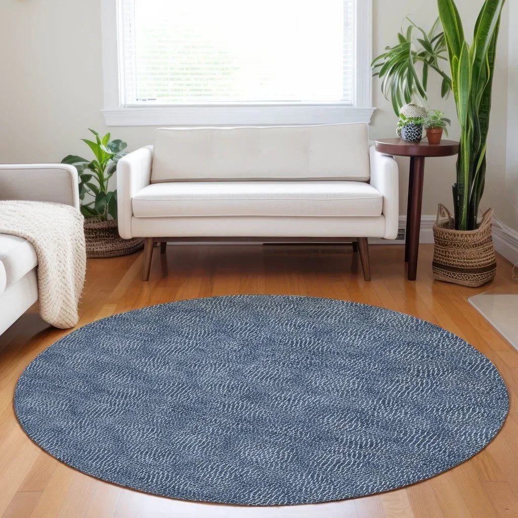 LOOMLAN Rugs Riyala Blue Washable Indoor-Outdoor Rug