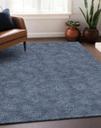 LOOMLAN Rugs Riyala Blue Washable Indoor-Outdoor Rug