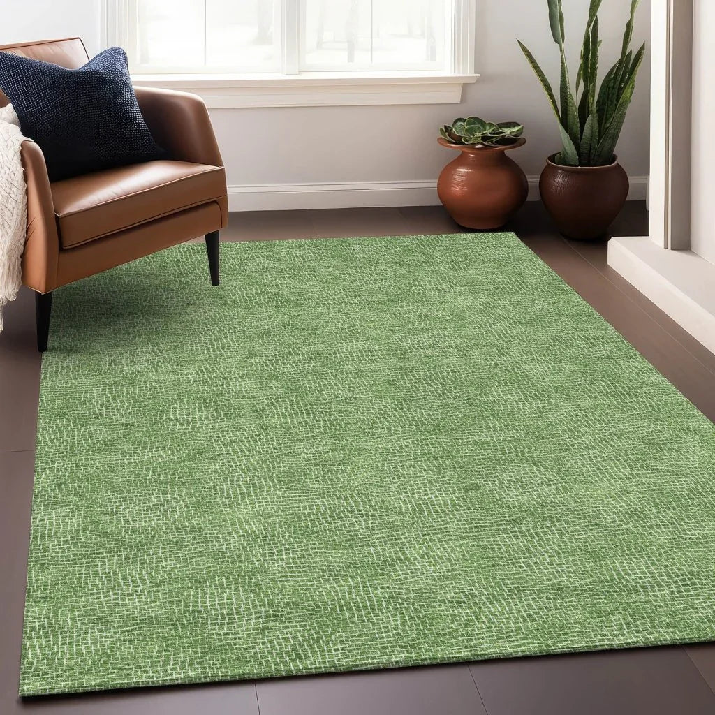 LOOMLAN Rugs Riyala Green Washable Indoor-Outdoor Rug