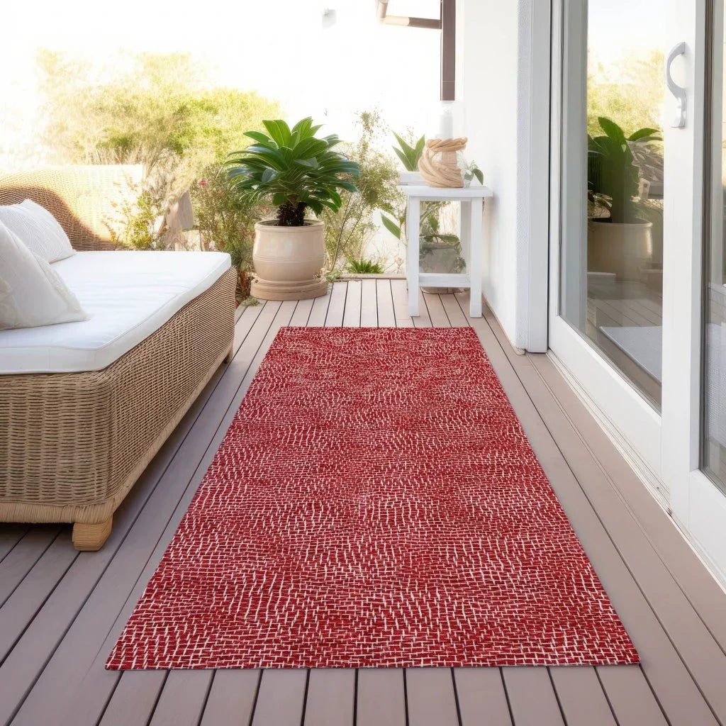 LOOMLAN Rugs Riyala Red Washable Indoor-Outdoor Rug