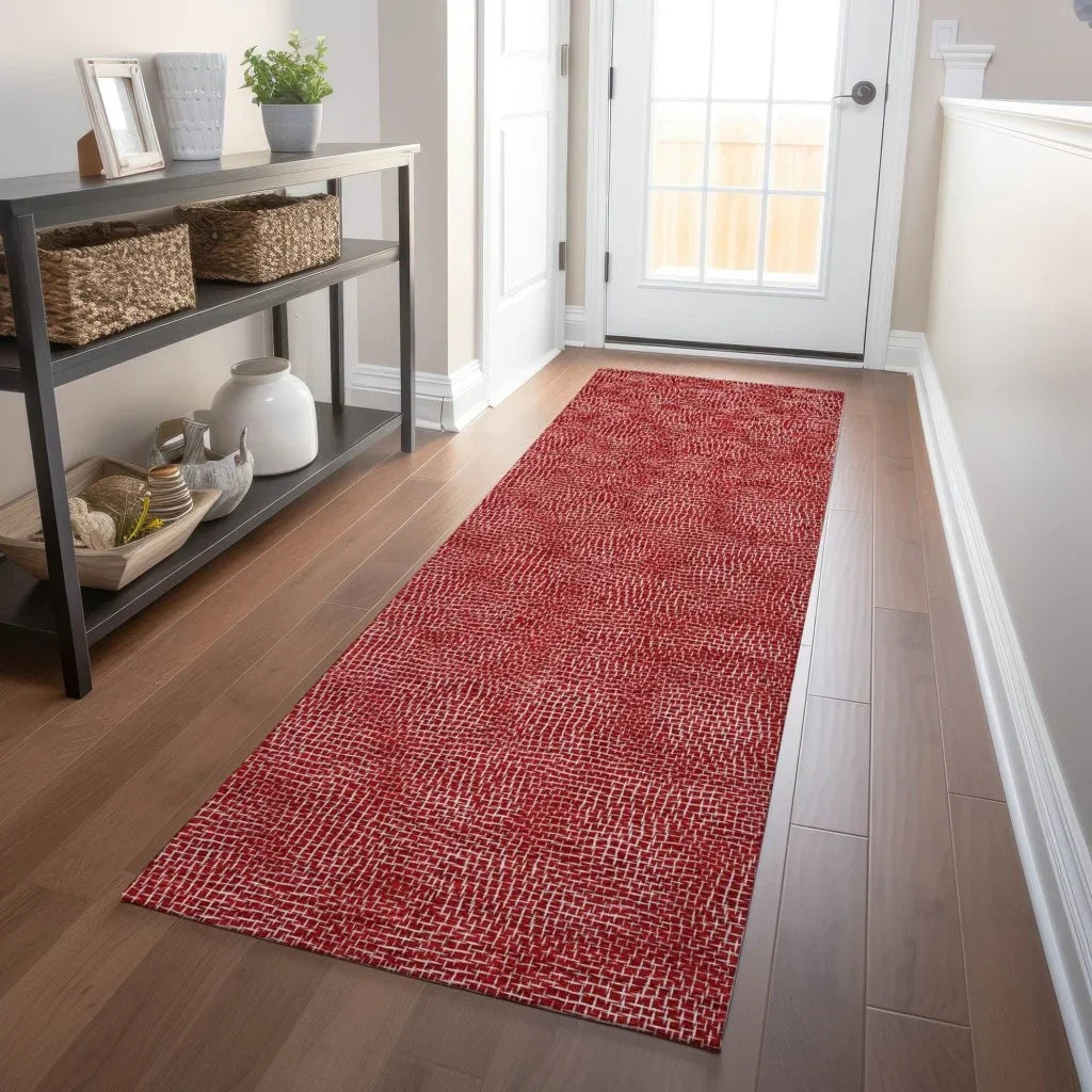 LOOMLAN Rugs Riyala Red Washable Indoor-Outdoor Rug