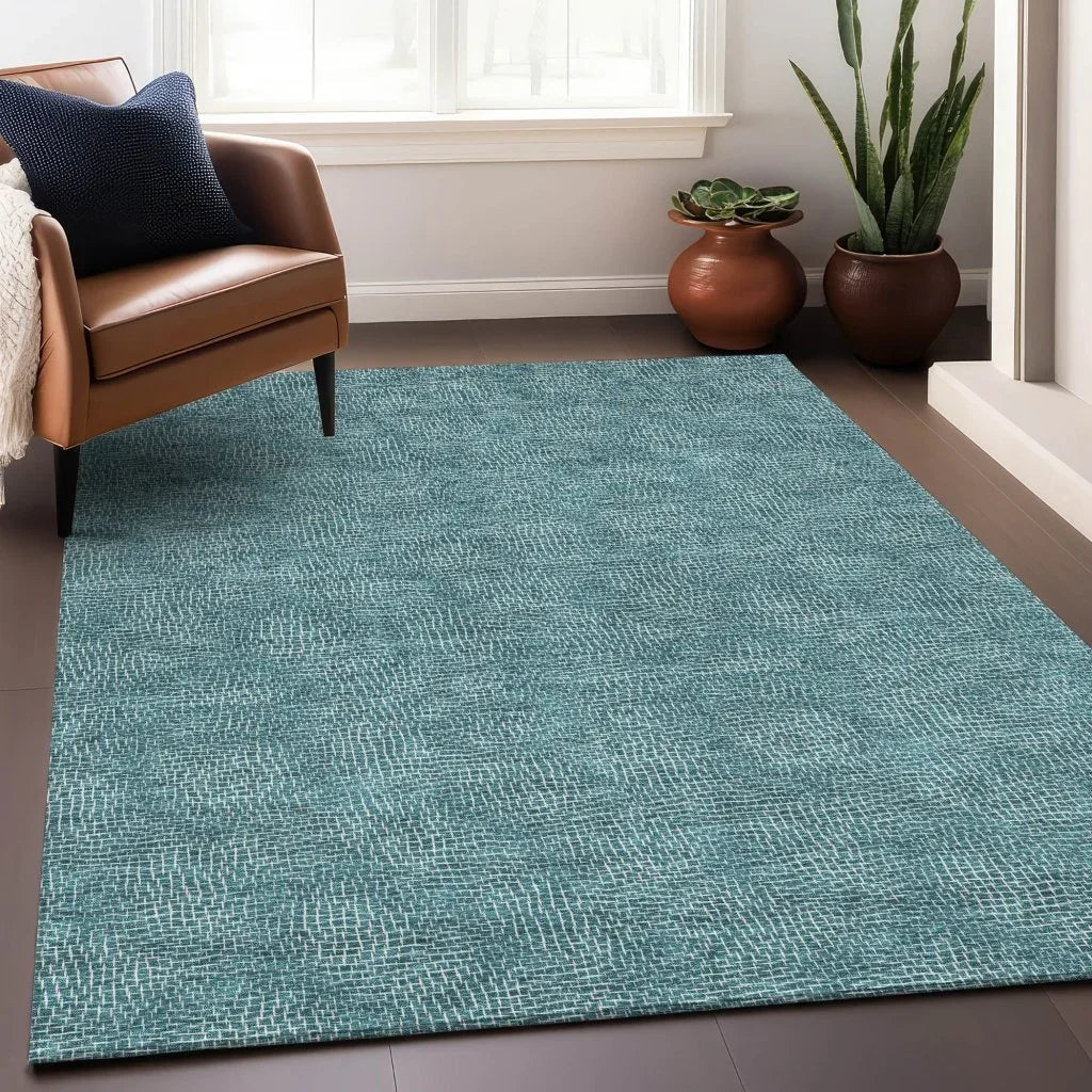 LOOMLAN Rugs Riyala Teal Washable Indoor-Outdoor Rug