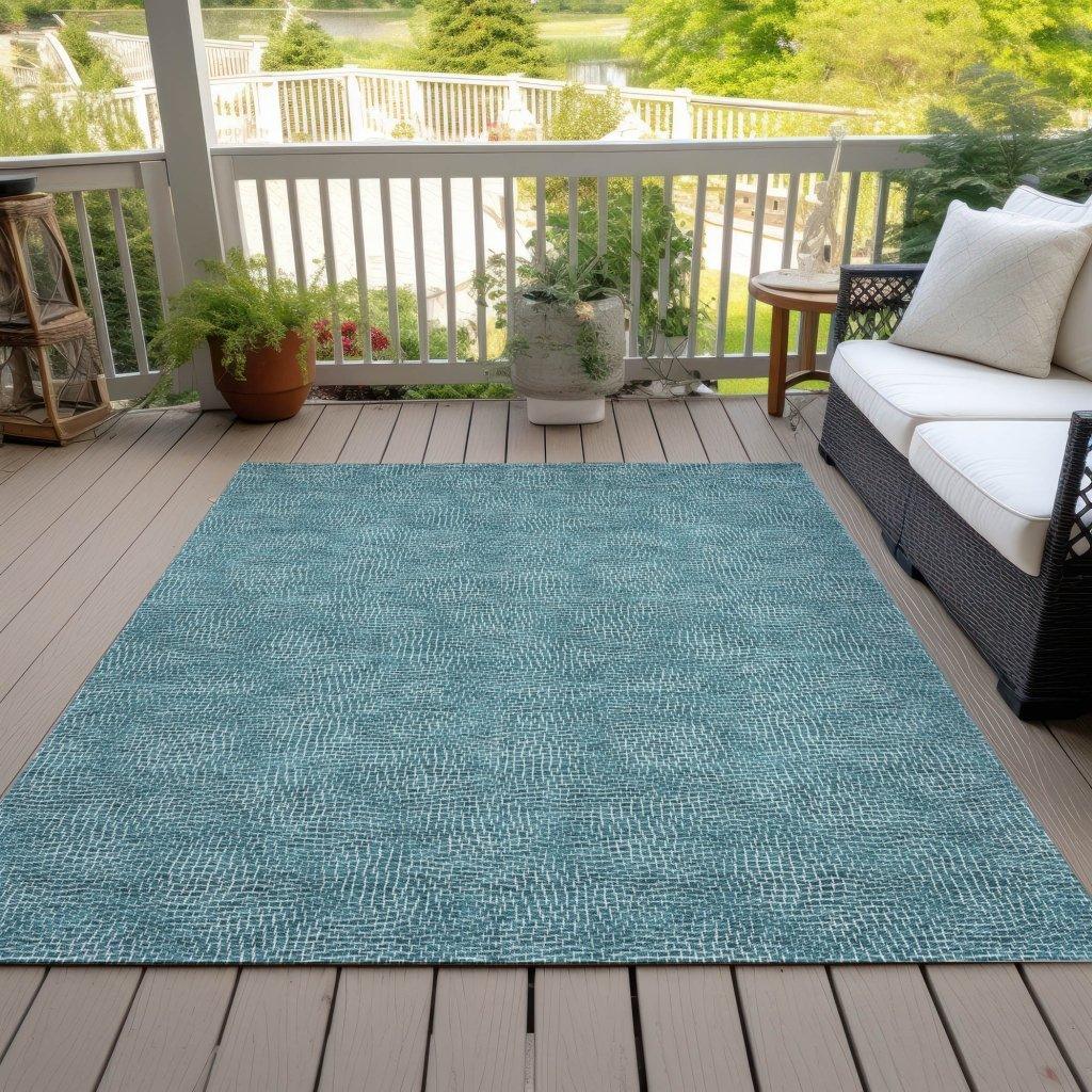 LOOMLAN Rugs Riyala Teal Washable Indoor-Outdoor Rug