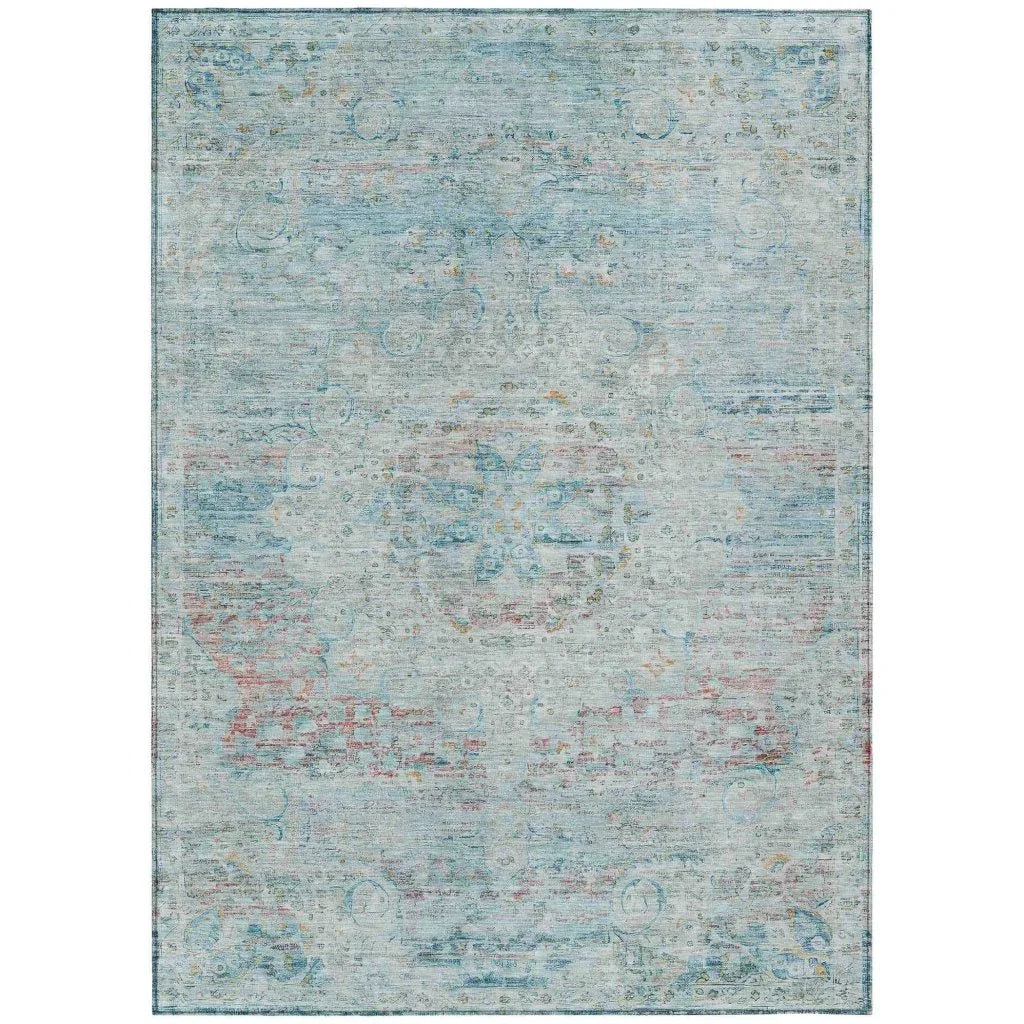 LOOMLAN Rugs Rosantha Blue Washable Indoor-Outdoor Rug