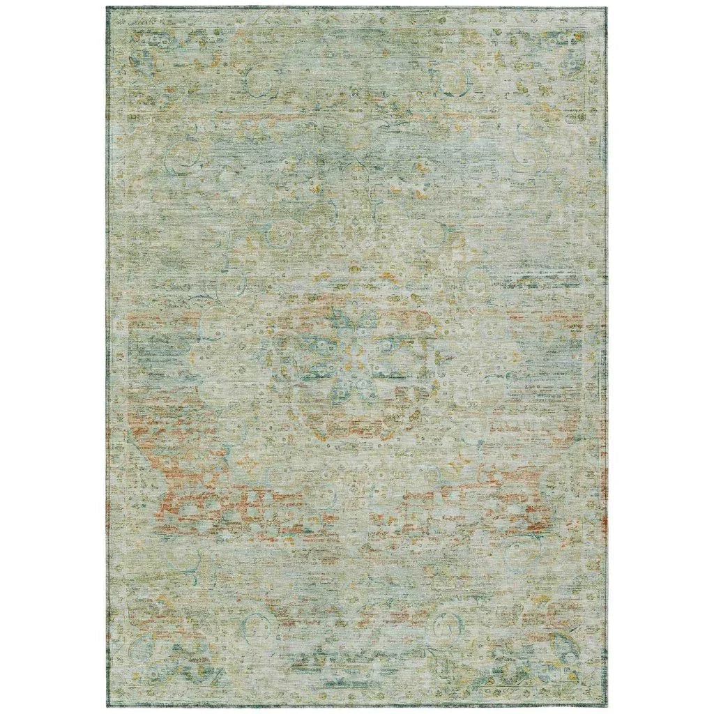 LOOMLAN Rugs Rosantha Green Washable Indoor-Outdoor Rug