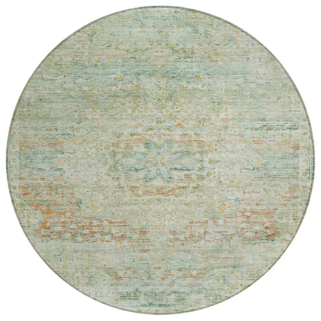 LOOMLAN Rugs Rosantha Green Washable Indoor-Outdoor Rug