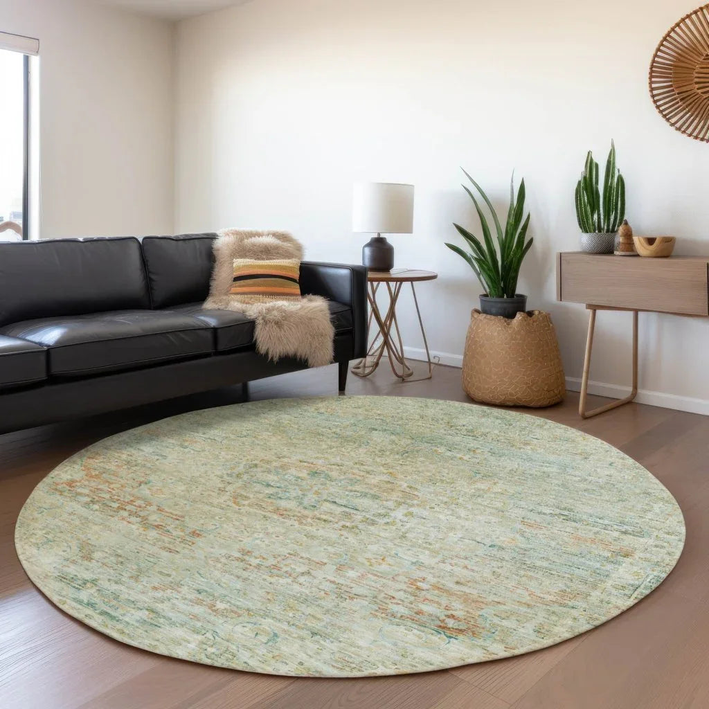 LOOMLAN Rugs Rosantha Green Washable Indoor-Outdoor Rug