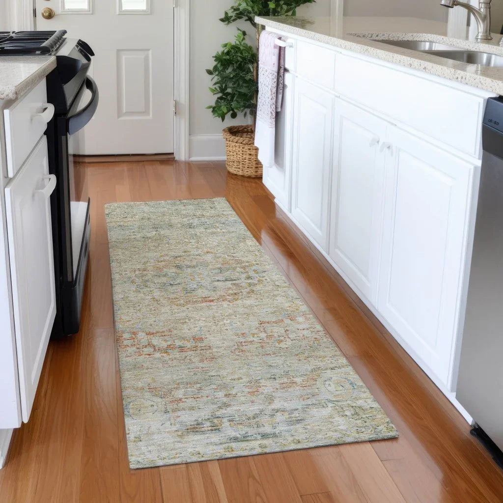 LOOMLAN Rugs Rosantha Tan Washable Indoor-Outdoor Rug