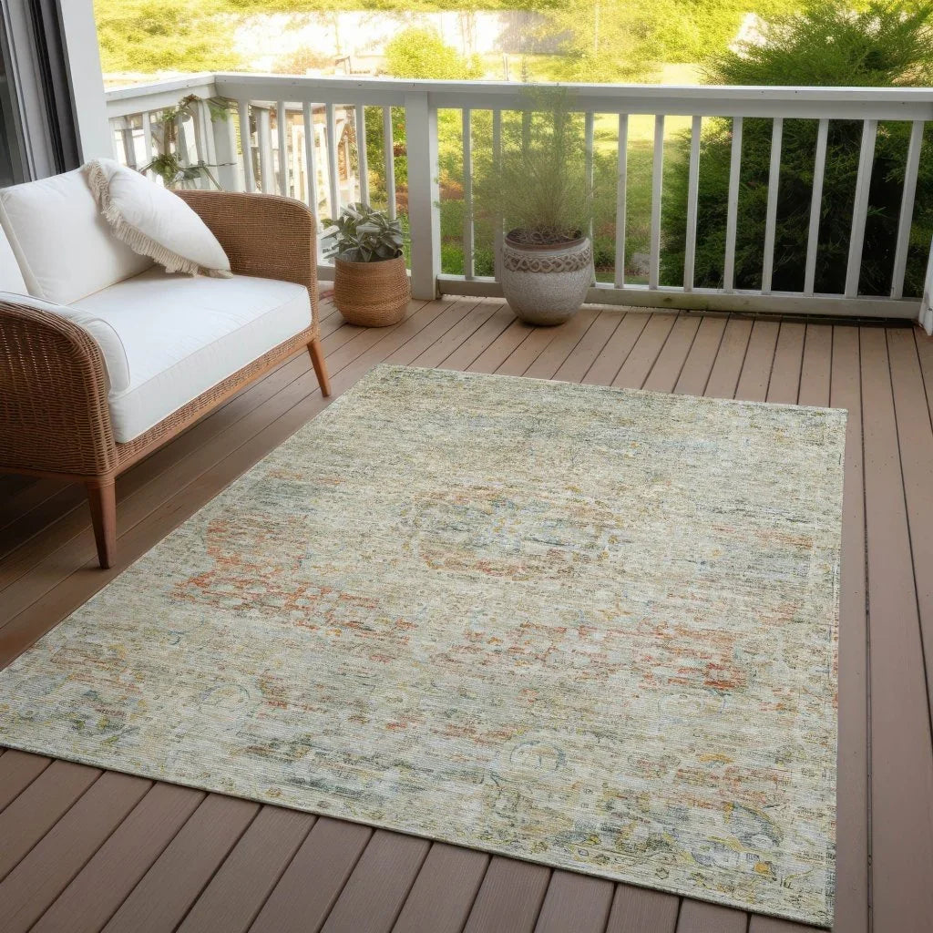 LOOMLAN Rugs Rosantha Tan Washable Indoor-Outdoor Rug