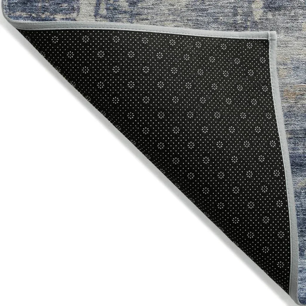 LOOMLAN Rugs Roumiya Blue Washable Indoor-Outdoor Rug