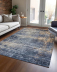 LOOMLAN Rugs Roumiya Blue Washable Indoor-Outdoor Rug