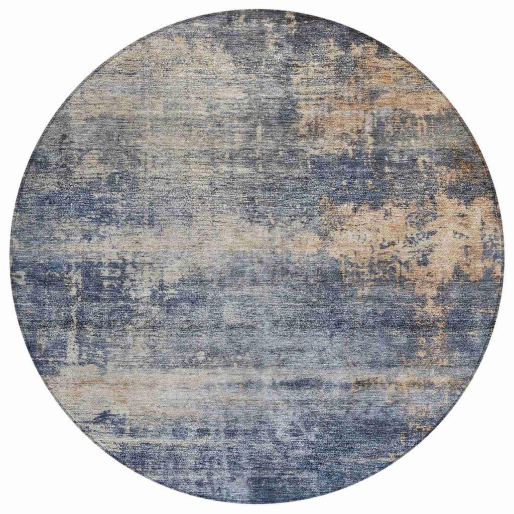 LOOMLAN Rugs Roumiya Blue Washable Indoor-Outdoor Rug