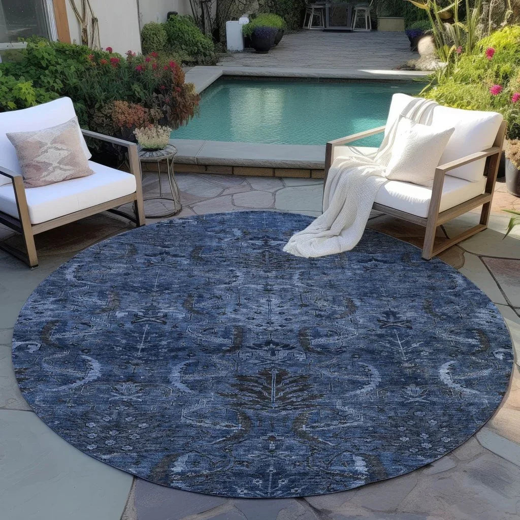 LOOMLAN Rugs Rustica Blue Washable Indoor-Outdoor Rug