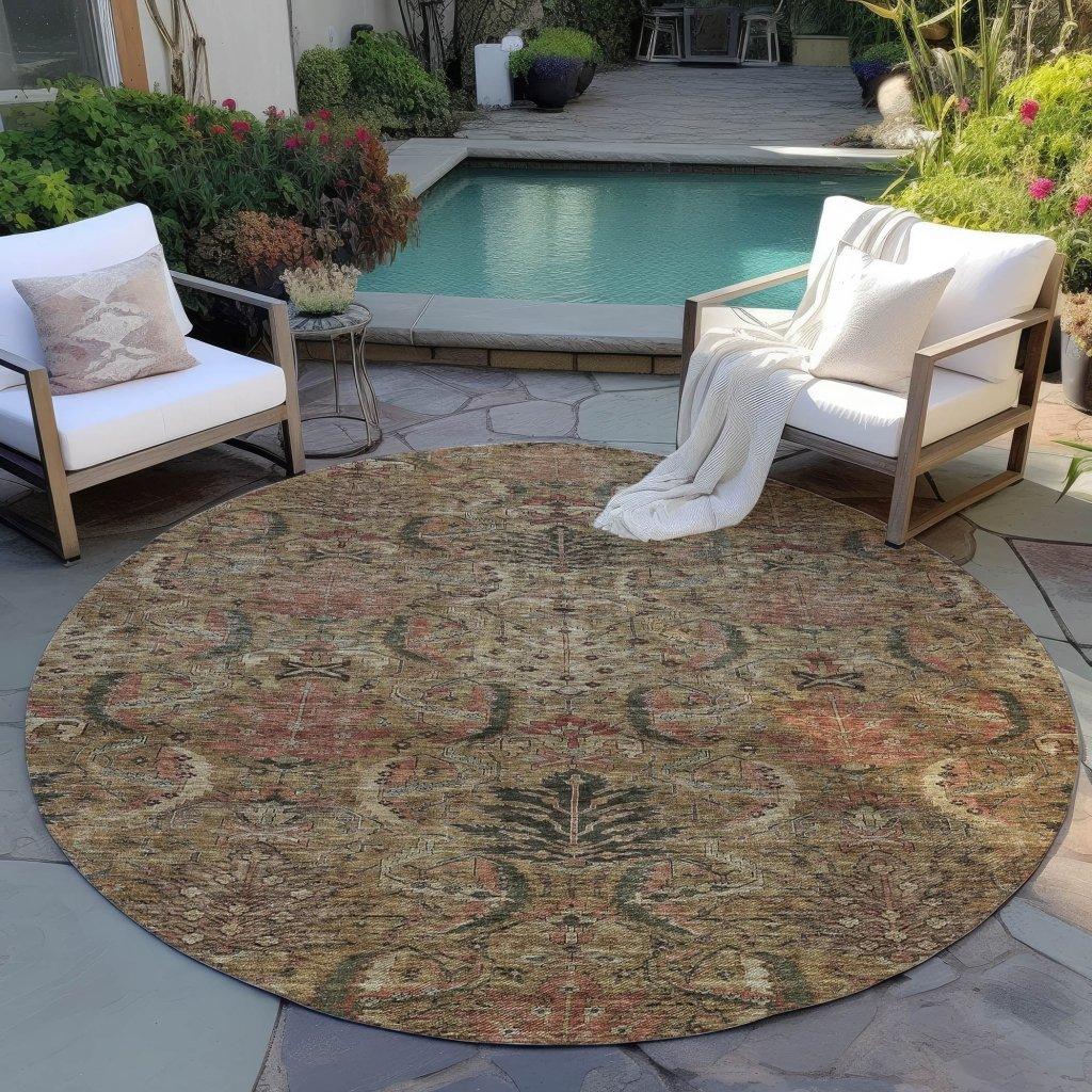 LOOMLAN Rugs Rustica Brown Washable Indoor-Outdoor Rug