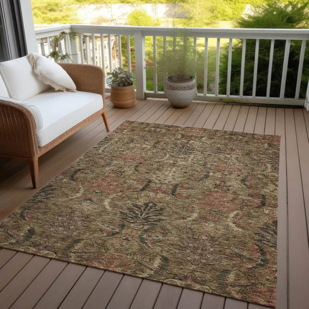LOOMLAN Rugs Rustica Brown Washable Indoor-Outdoor Rug