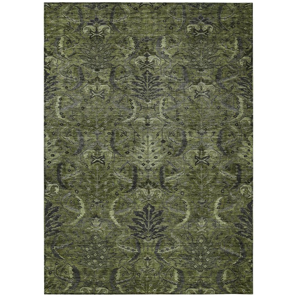 LOOMLAN Rugs Rustica Green Washable Indoor-Outdoor Rug