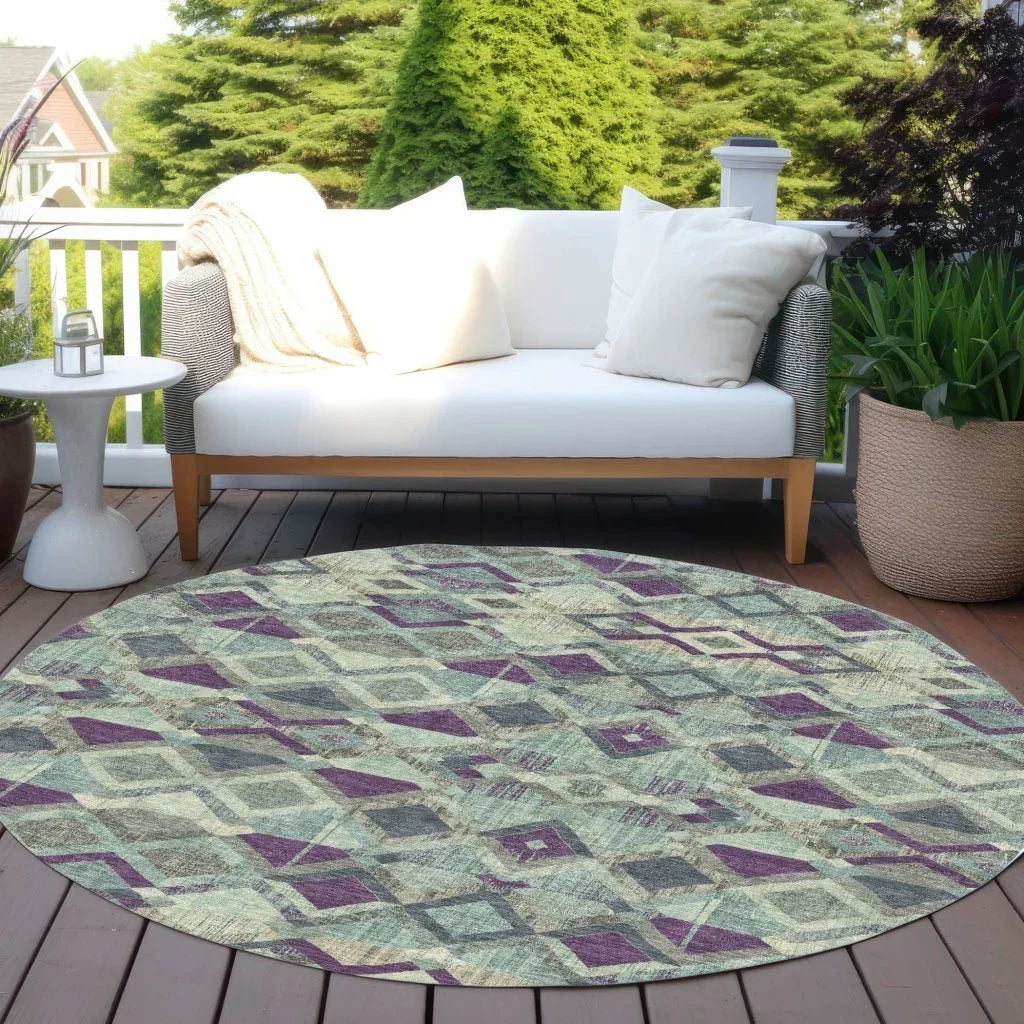LOOMLAN Rugs Rustira Blue Washable Indoor-Outdoor Rug