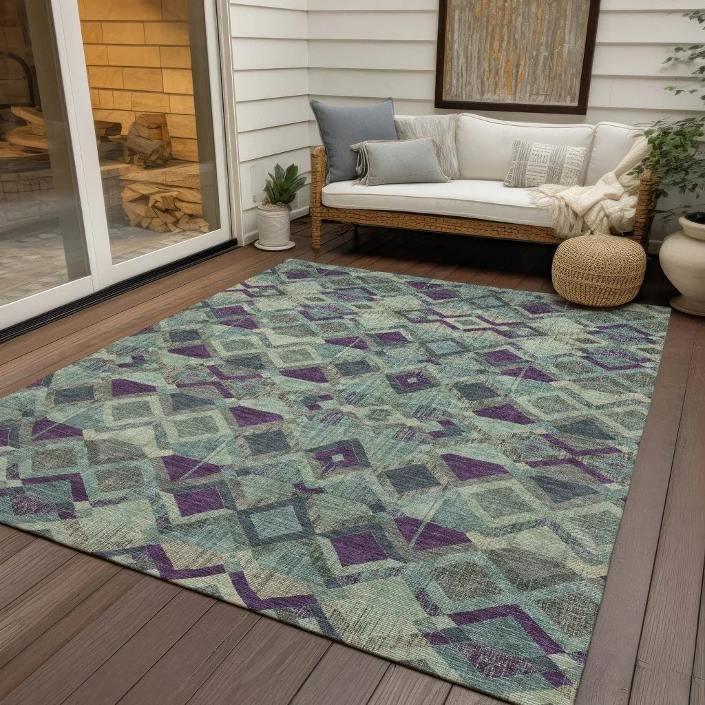 LOOMLAN Rugs Rustira Blue Washable Indoor-Outdoor Rug
