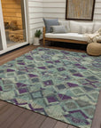 LOOMLAN Rugs Rustira Blue Washable Indoor-Outdoor Rug