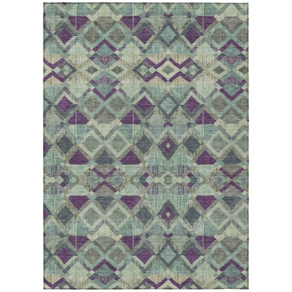 LOOMLAN Rugs Rustira Blue Washable Indoor-Outdoor Rug