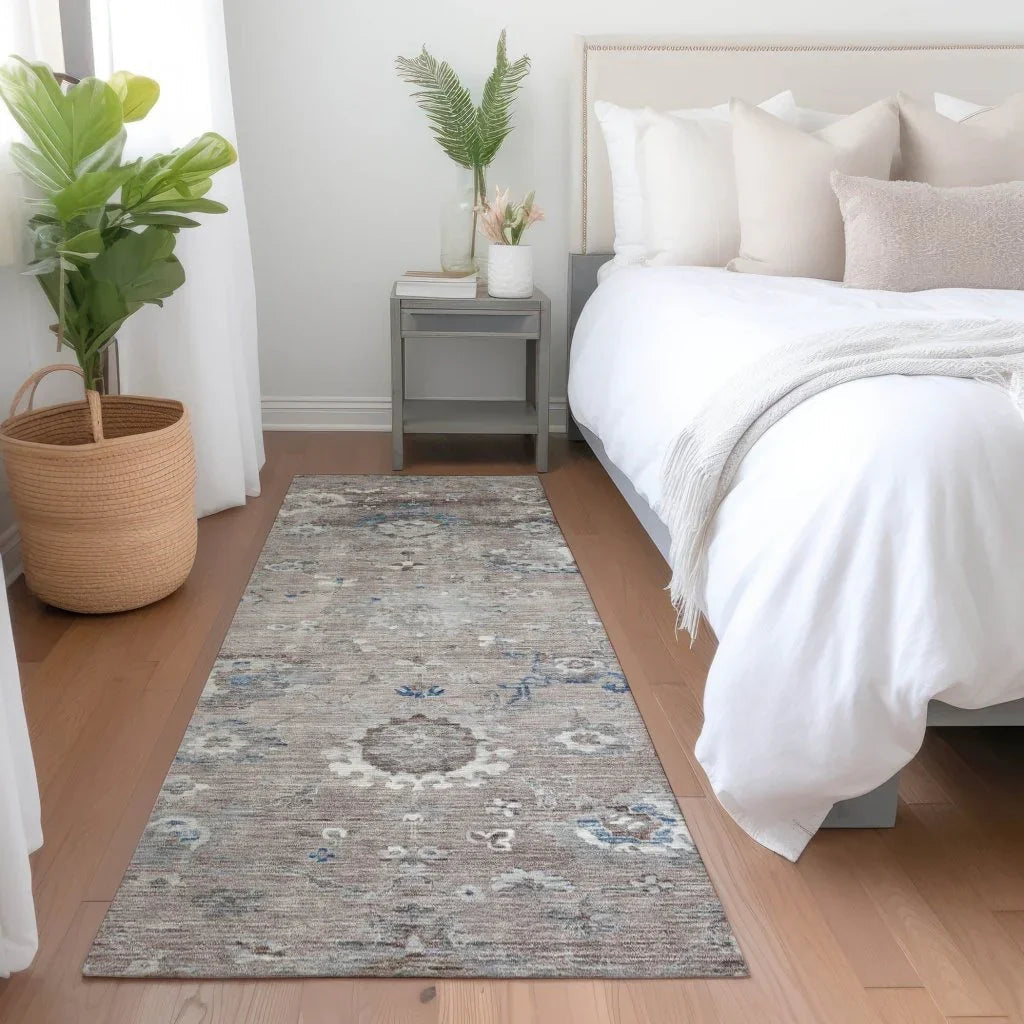 LOOMLAN Rugs Ruvina Brown Washable Indoor-Outdoor Rug