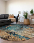 LOOMLAN Rugs Sadeeya Teal Washable Indoor-Outdoor Rug
