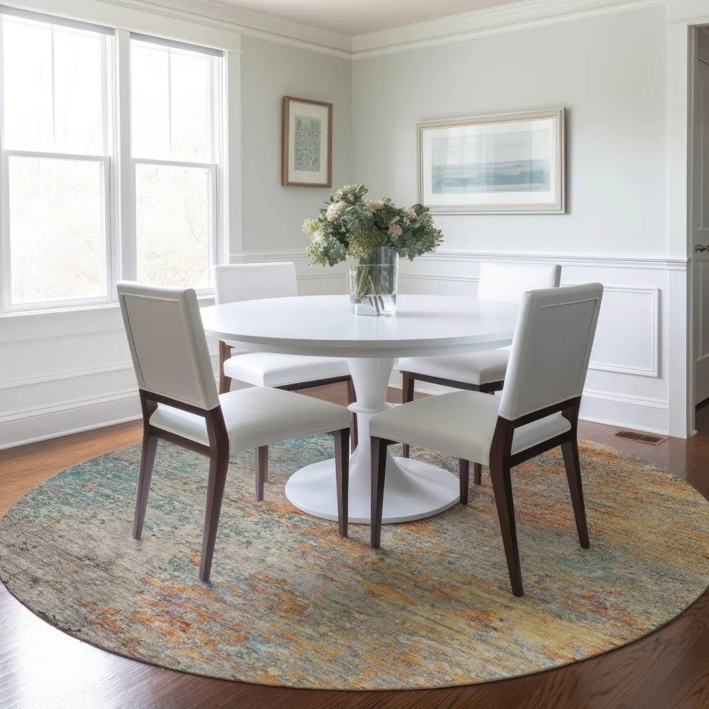 LOOMLAN Rugs Safina Teal Washable Indoor-Outdoor Rug