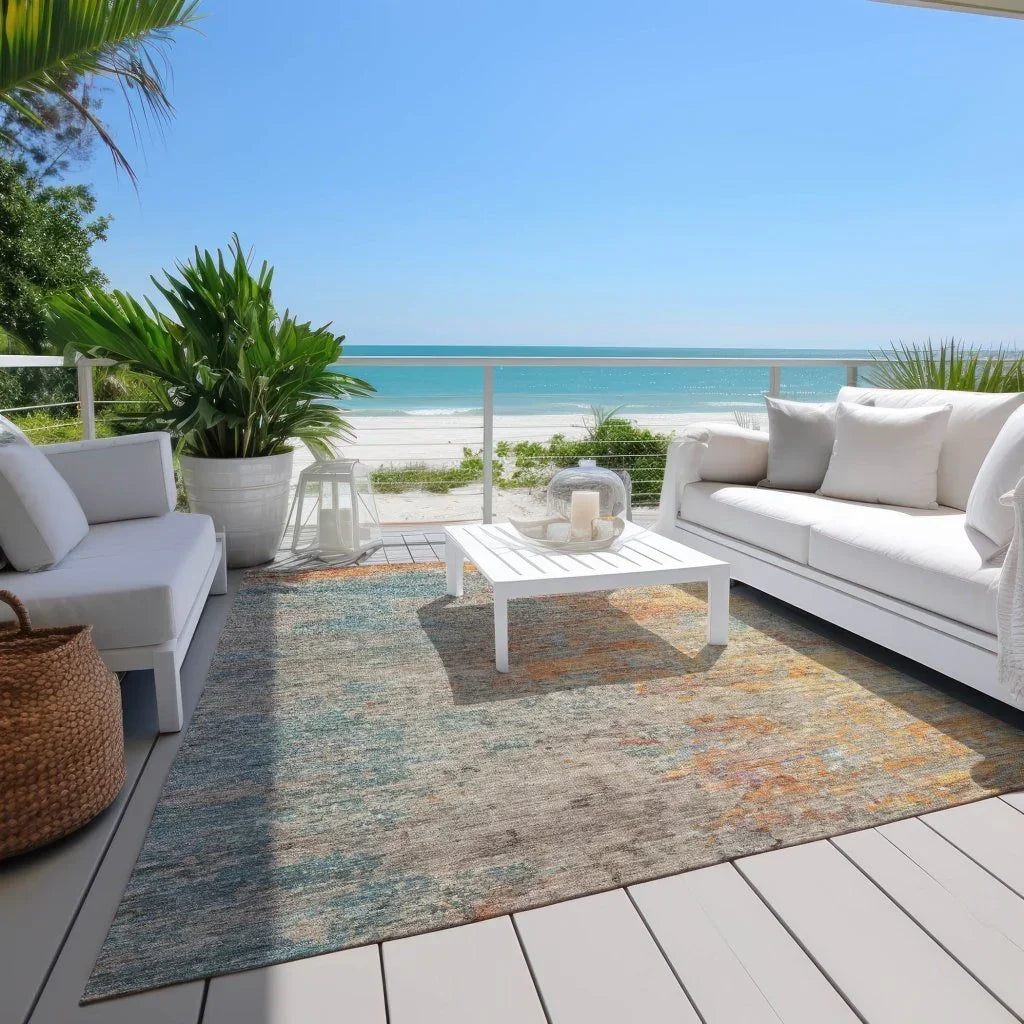 LOOMLAN Rugs Safina Teal Washable Indoor-Outdoor Rug