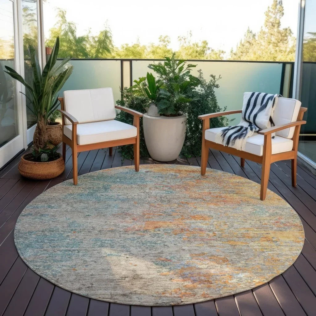 LOOMLAN Rugs Safina Teal Washable Indoor-Outdoor Rug