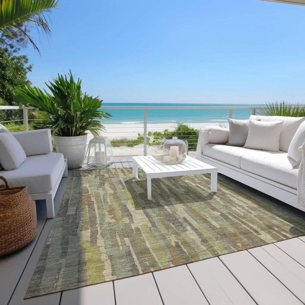 LOOMLAN Rugs Saharae Green Washable Indoor-Outdoor Rug