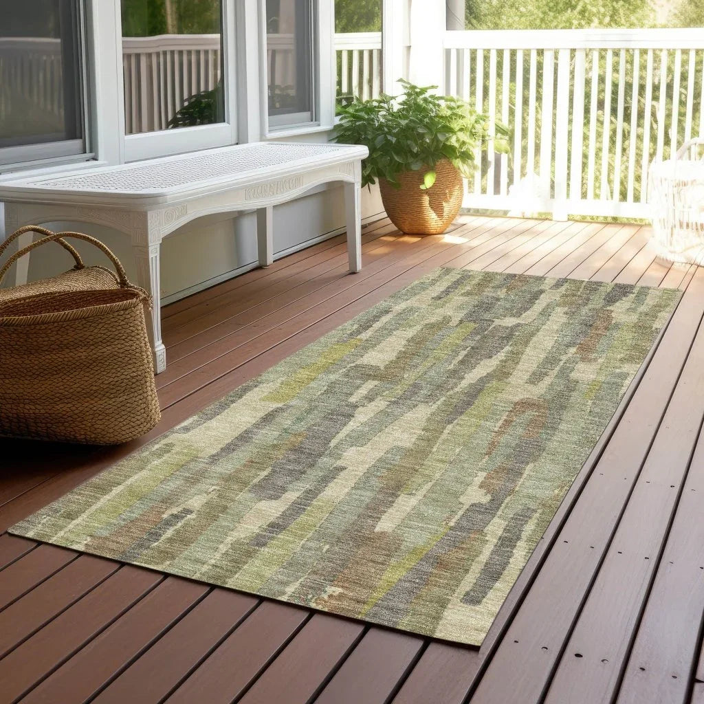 LOOMLAN Rugs Saharae Green Washable Indoor-Outdoor Rug