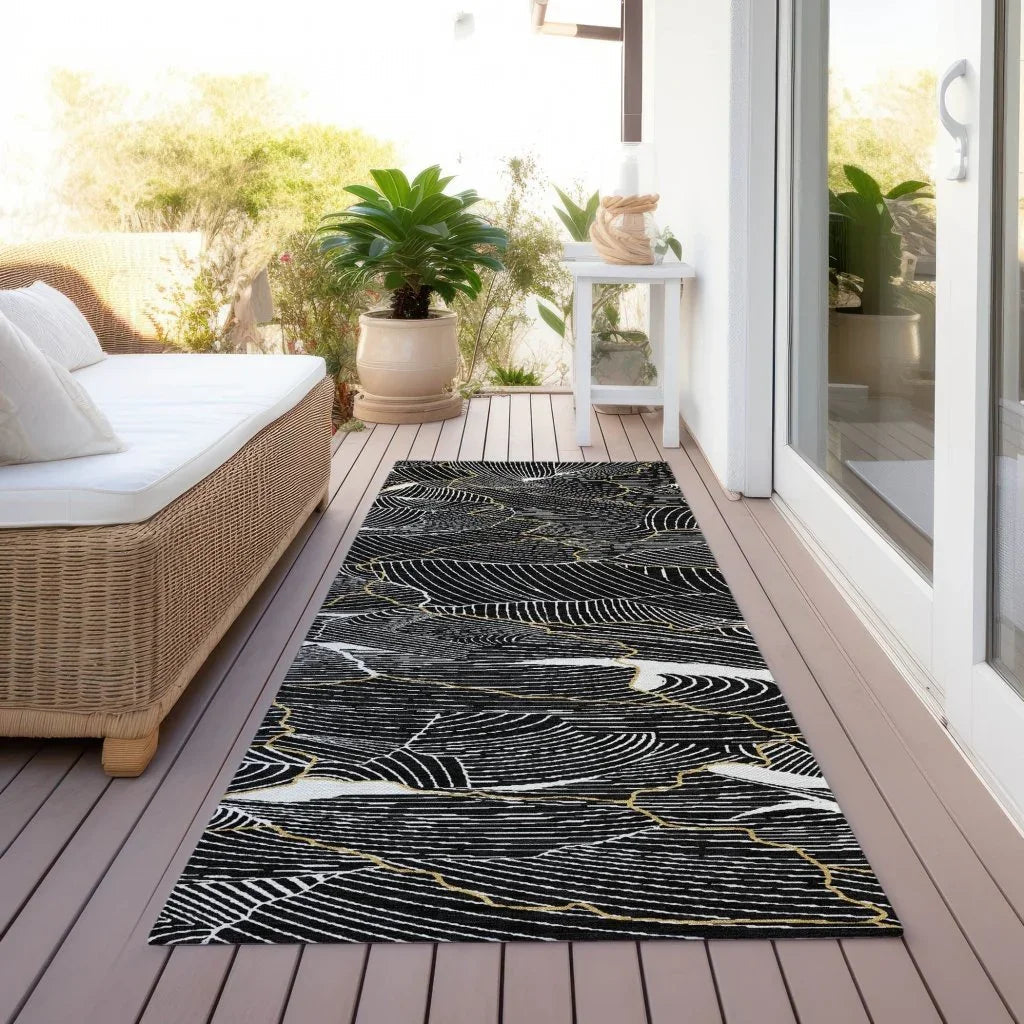 LOOMLAN Rugs Sahari Black Washable Indoor-Outdoor Rug