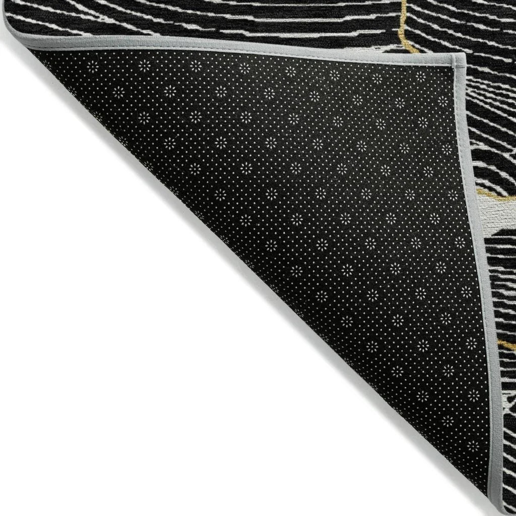 LOOMLAN Rugs Sahari Black Washable Indoor-Outdoor Rug
