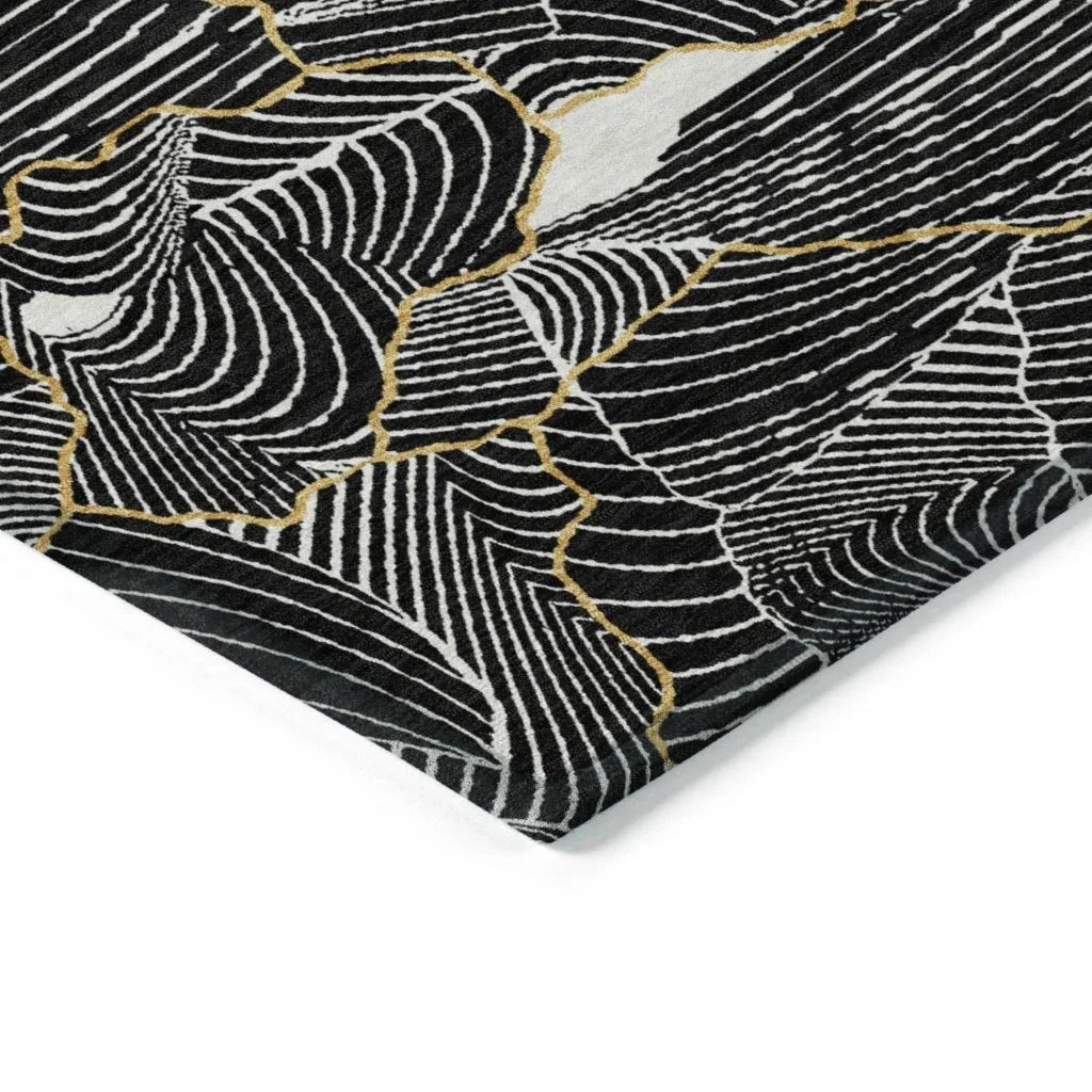 LOOMLAN Rugs Sahari Black Washable Indoor-Outdoor Rug