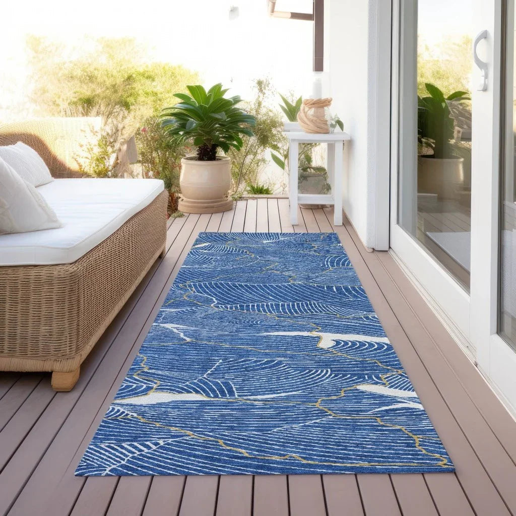 LOOMLAN Rugs Sahari Blue Washable Indoor-Outdoor Rug