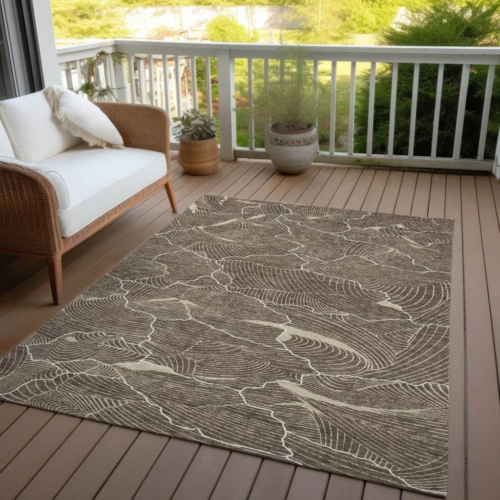 LOOMLAN Rugs Sahari Brown Washable Indoor-Outdoor Rug