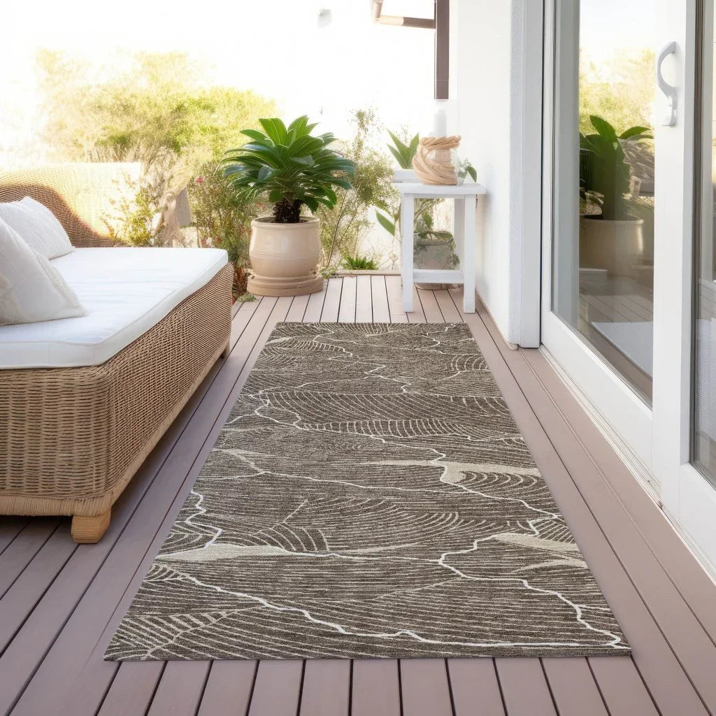 LOOMLAN Rugs Sahari Brown Washable Indoor-Outdoor Rug