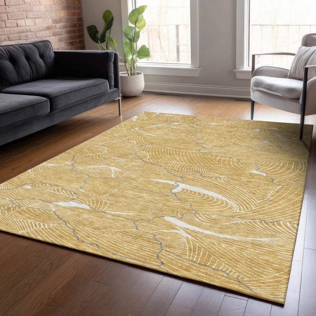LOOMLAN Rugs Sahari Gold Washable Indoor-Outdoor Rug